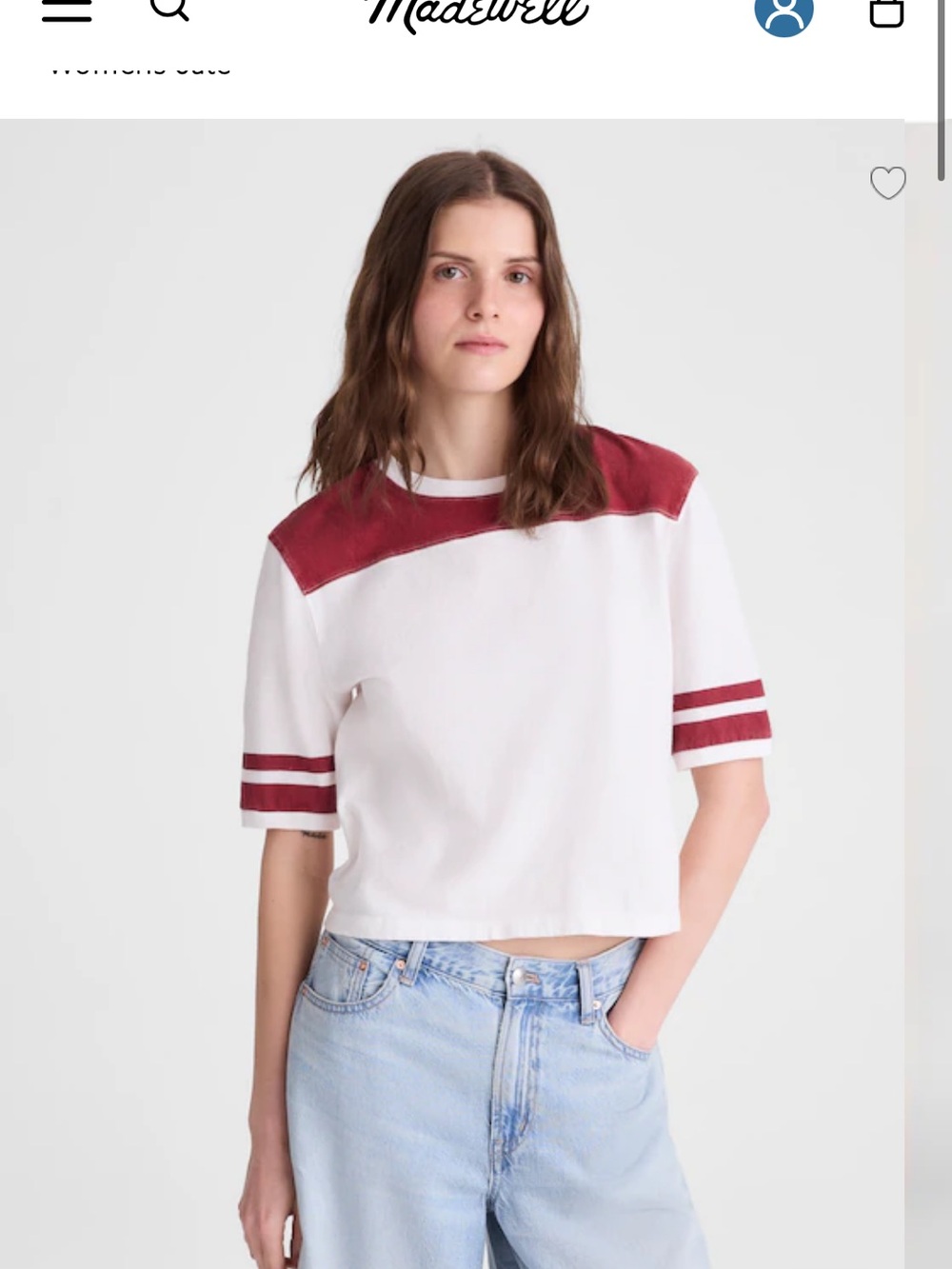 Madewell Varsity Raglan Tee Burgundy Red NWT